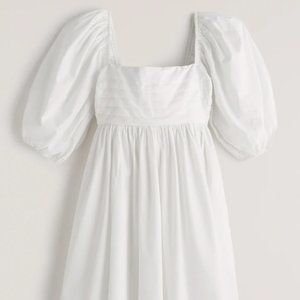 Abercrombie & Fitch Ruched Bodice Puff Sleeve Mini Dress - white